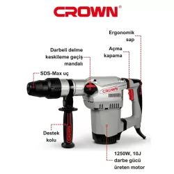Crown CT18118 BMC Kırıcı Delici – 1250W SDS Max