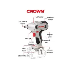 Crown CT22015HX-2 Çift Akülü 2 Ah Somun Sıkma Makinesi